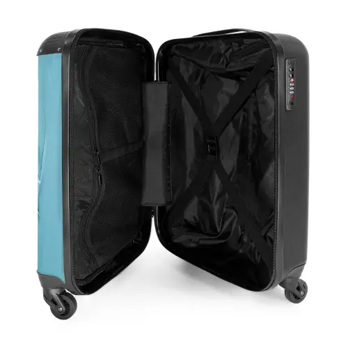 Witte eenhoorn komt door blauw plastic NBS - Handbagage koffer - Kinderen Unisex middel -binnenkant