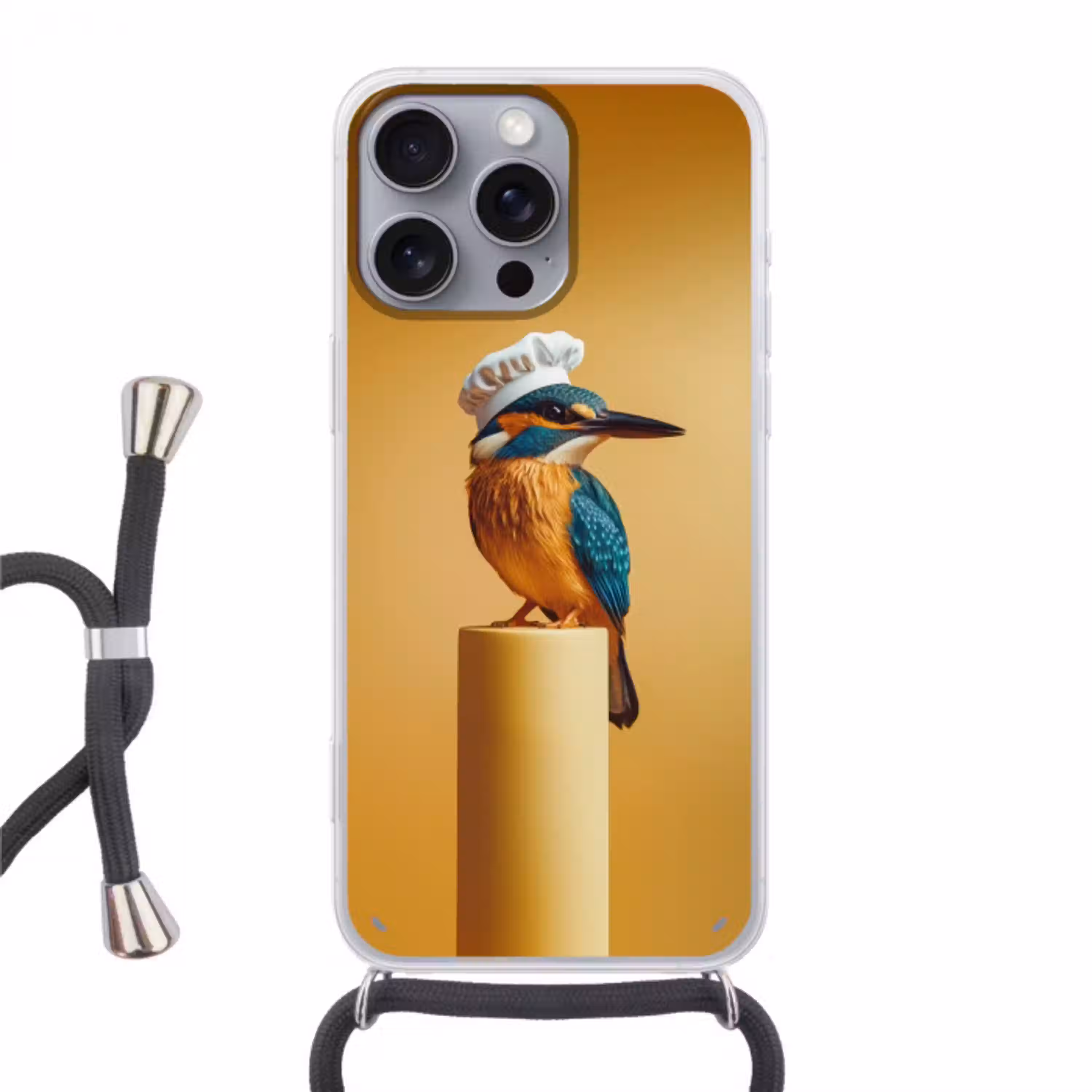 Ijsvogel - Pilaar - Koksmuts - Vogel Hoesje iPhone 16 Pro Max met koord klein -3d