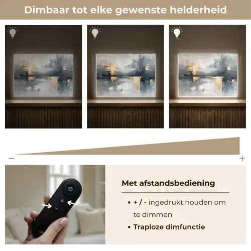 Abstract - Verf - Kunst - Goud Light Box met batterij (Wandlamp) middel -USP_dimbaarNL