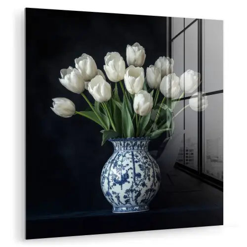 Wit - Bloemen - Tulpen - Vaas plexiglas 5mm klein -zzzproduct_nieuw