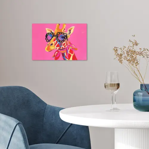 Giraf - Roze - Bril - Sjaal poster papier klein -sfeer3