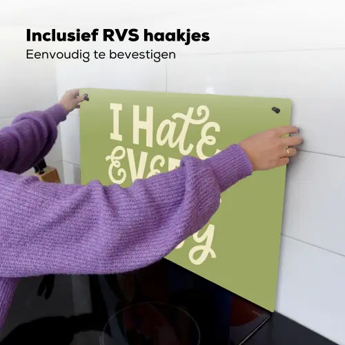 I hate everybody - Groen - Retro Inductie beschemer met haakjes klein -ky-ophangen-nl