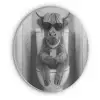 Stier - Telefoon - Toilet - Zwart - Wit Akoestische PET Vilt - Rond klein -3d