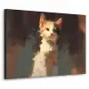 Kat - Geschilderd - Artistiek - Wit Textielframe zwart klein -3d