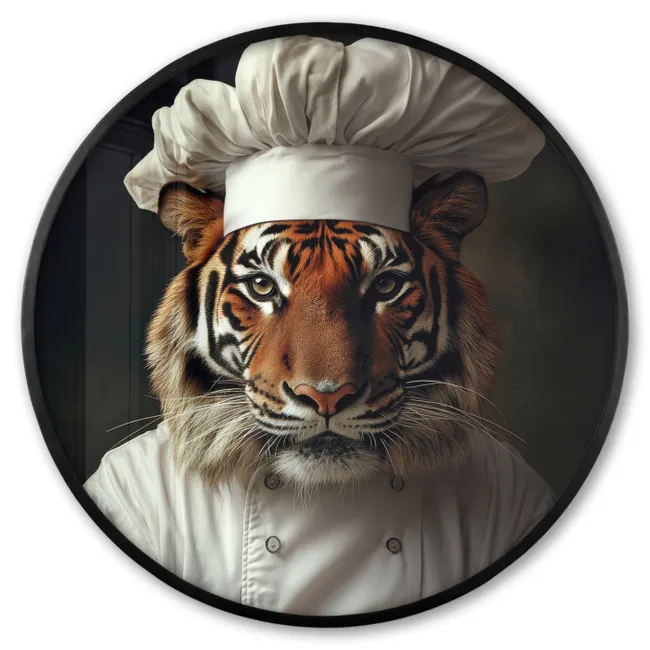 Photo Frame Round - Tiger - Chef's Clothing - Brown