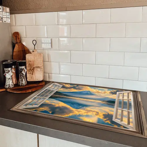 Doorkijk - Landschap - Bergen - Uitzicht - Raam Inductie beschermer vinyl 3mm klein -sfeer3