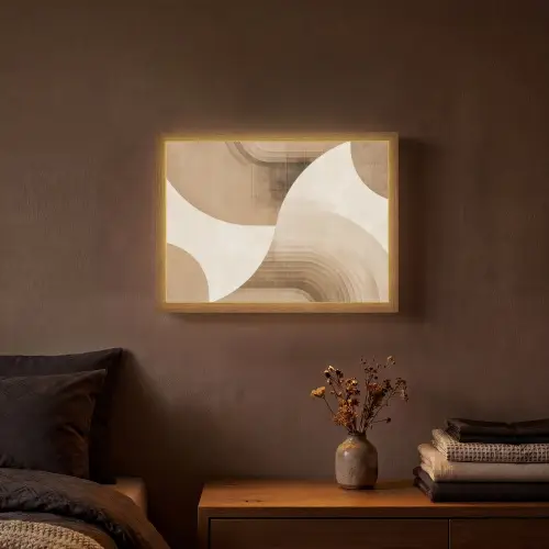 Retro - Geometrische lagen - Aardetinten Light Box met batterij (Wandlamp) middel -sfeer4