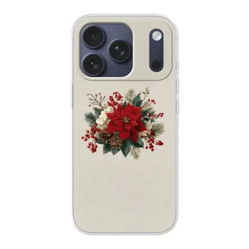 Kerststuk - Poinsettia - Dennenappels - Rood Telefoonhoesje iPhone 17 Pro klein -3d