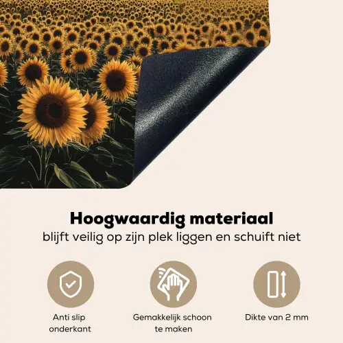 Zonnebloem - Veld - Windmolen Inductie beschemer met haakjes klein -ky-onderkant-nl