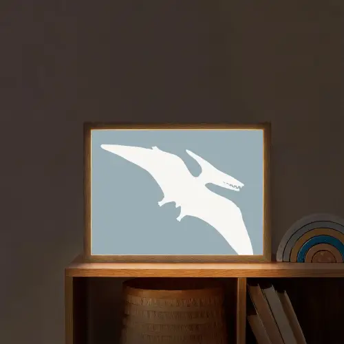 Dino - Pteranodon - Dinosaurus - Blauw Light Box met batterij (Wandlamp kind) middel -sfeer1_kind