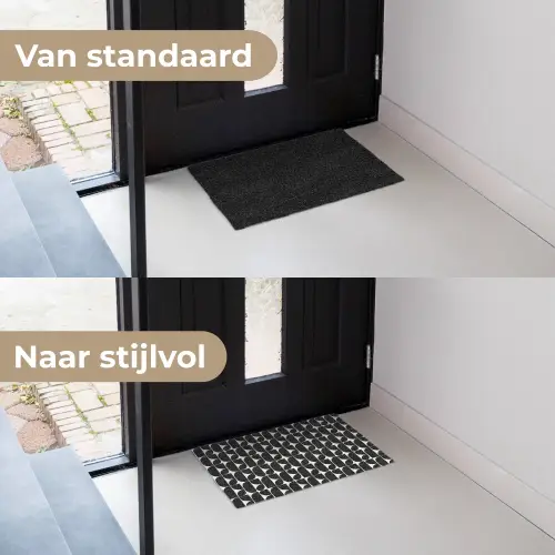 Modern - Geometrisch - Zwart Deurmat klein 898 -voor-na_NL