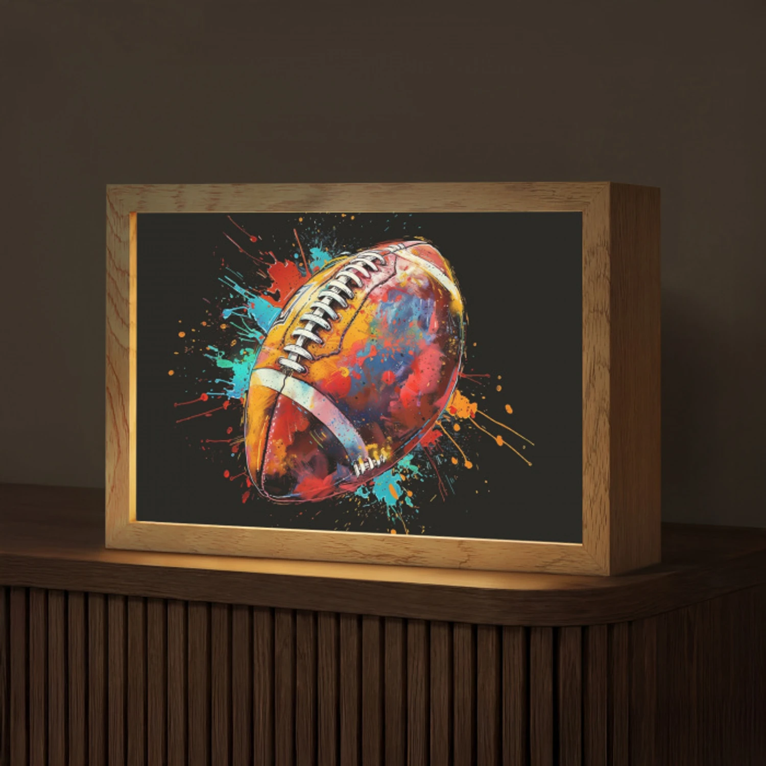 Graffiti - Sport - Rugby - American Football Light Box met kabel (Tafellamp) klein -z3d_website
