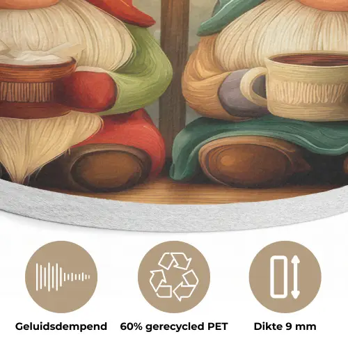 Gnooms - Kerst - Raam - Kleurrijk Akoestische PET Vilt - Rond klein -closeup_NL