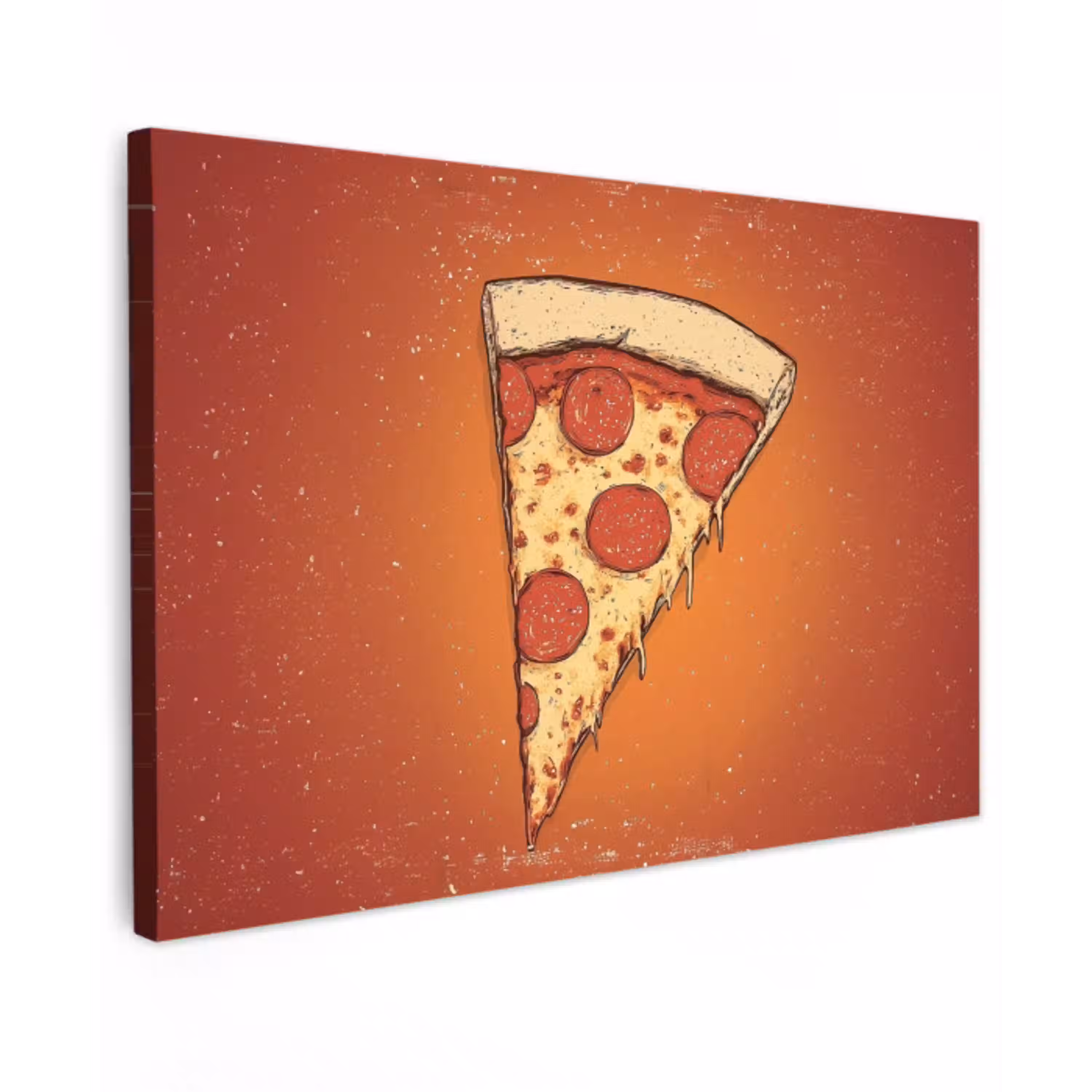Pizza - Kaas - Rood - Pepperoni Tuinposter op houten frame 2 cm dik klein -3d