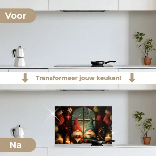 Gnooms - Kerst - Raam - Kleurrijk keuken achterwand spatscherm klein -voor_na_NL