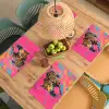 Luipaard - Roze - Oranje - Blauw - Verf Placemat vinyl groot -zzsfeer5_Kitchenyeah-website