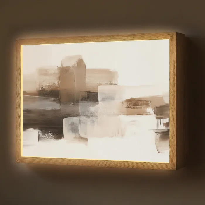 Penseelstreken - Abstract landschap - Rust Light Box met batterij (Wandlamp) middel -z3d_website