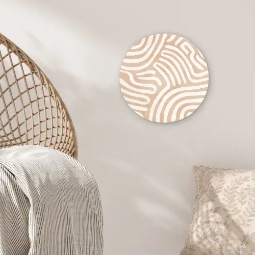 Beige - Aardspatroon Wandcirkel kunststof plaat 5mm dik klein -sfeer5