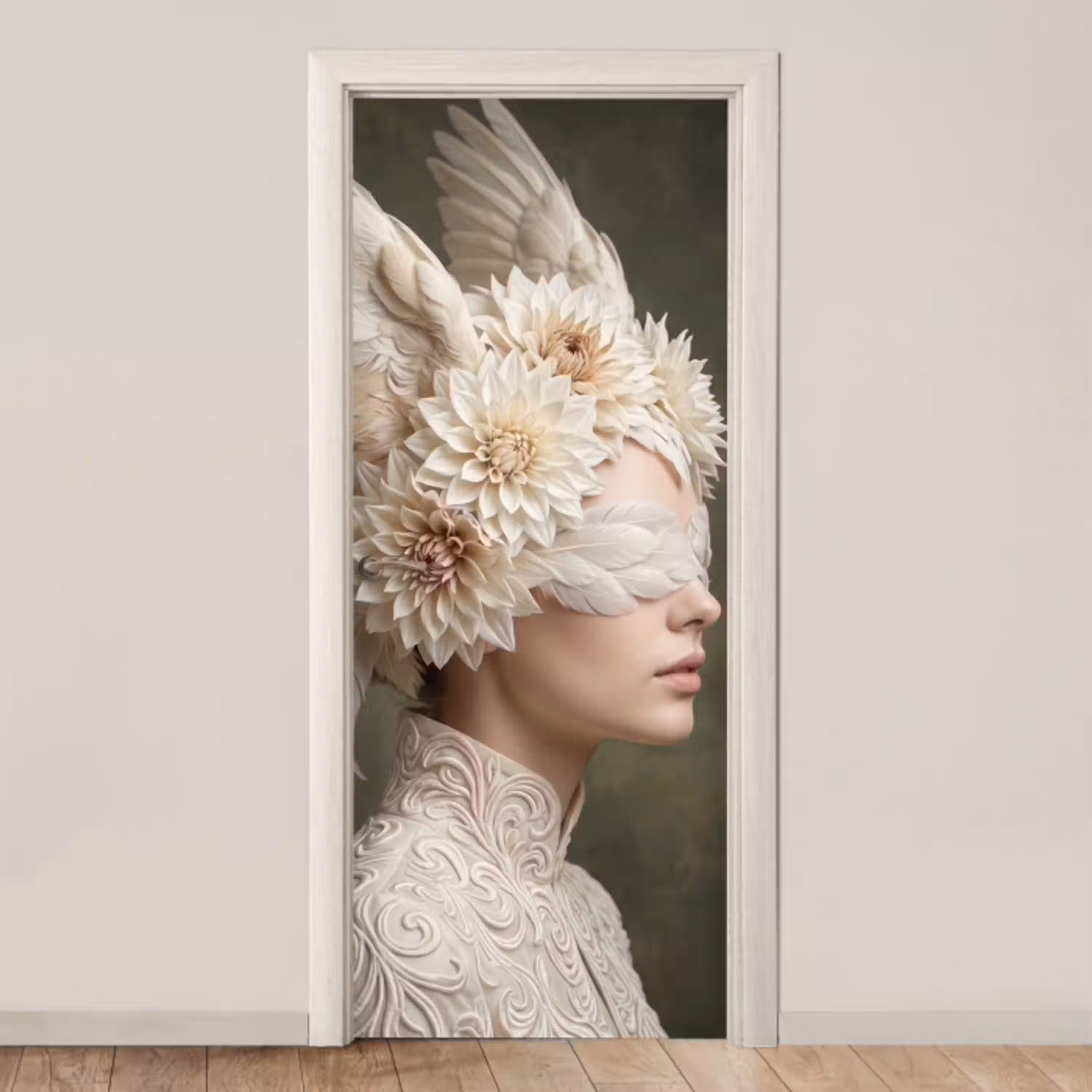 Vleugels - Vrouw - Wit deurposter klein -3d_beige