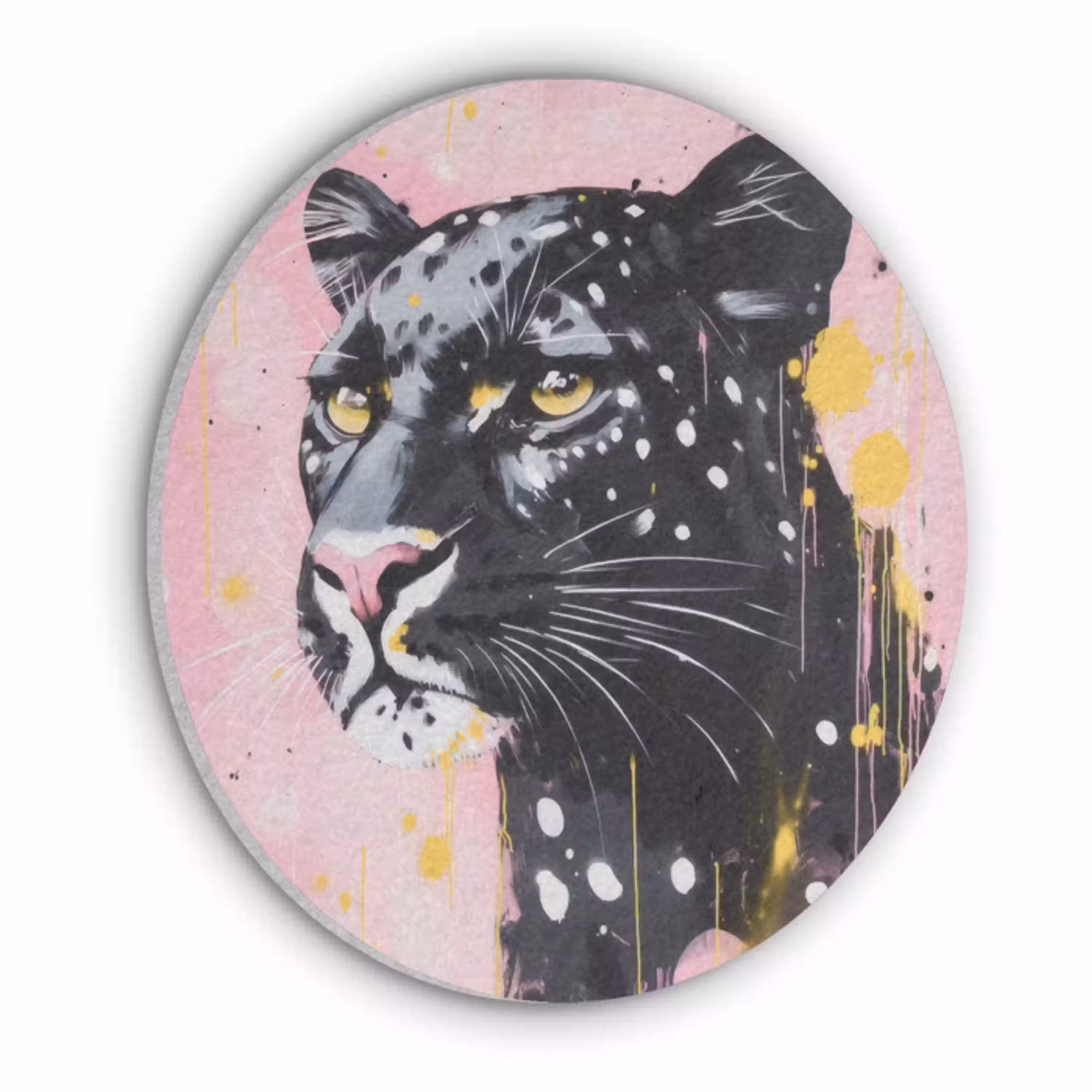 Zwart - Panter - Roze - Abstract Akoestische PET Vilt - Rond klein -3d
