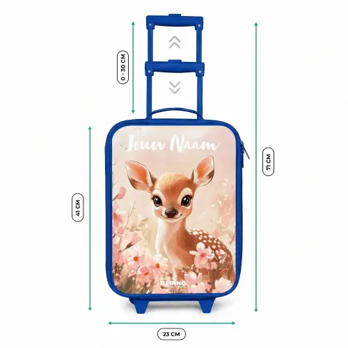 Hertje - Bloemen - Stippen - Roze Kinderkoffer - Blauw klein -productfoto_formaten
