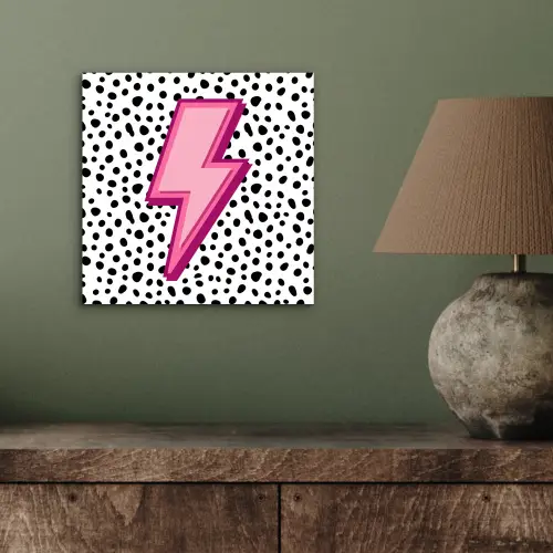 Bliksem - Roze - Stippen aluminium wit klein -sfeer2