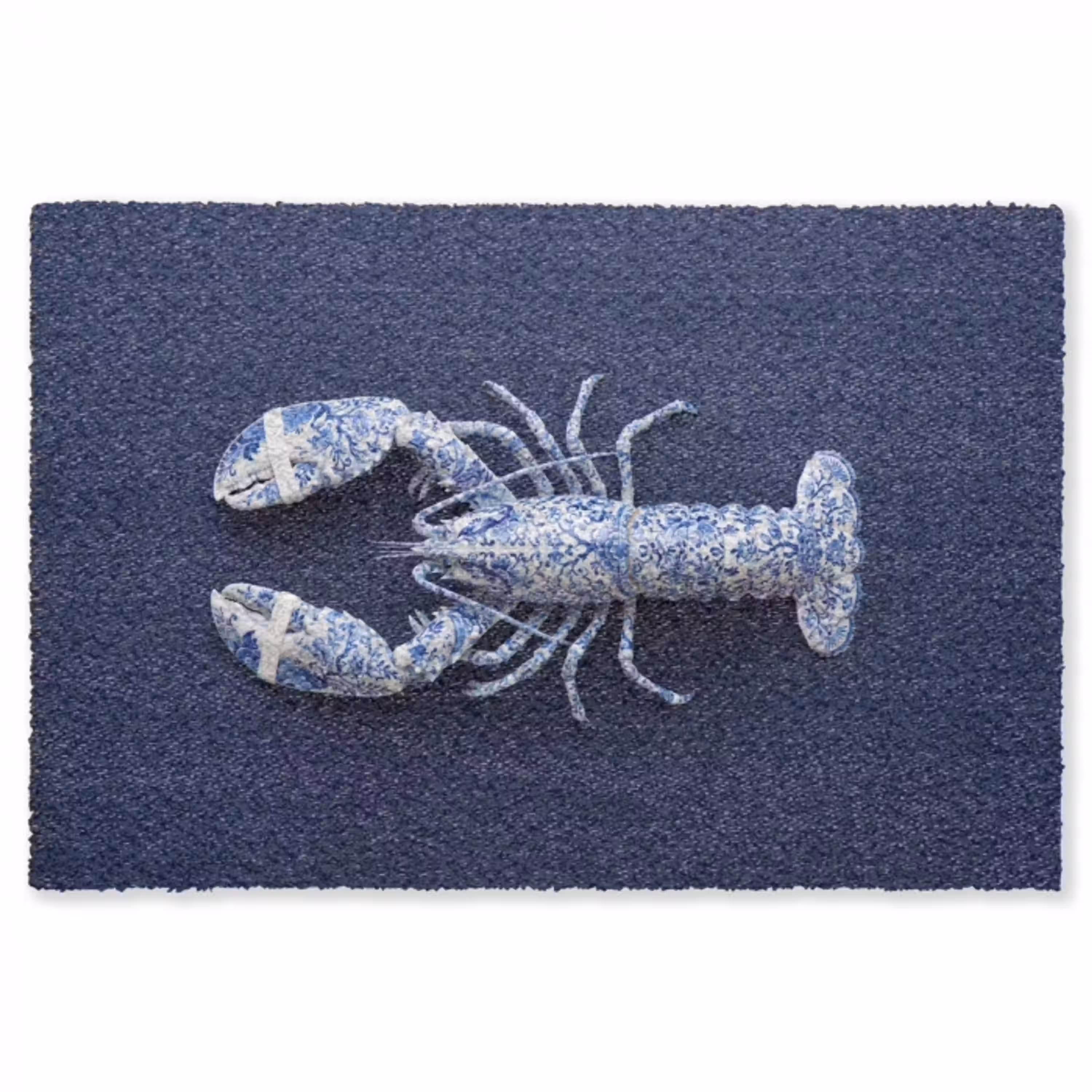 Kreeft - Porselein - Delfts - Blauw Vloerkleed Rechthoek klein -3d