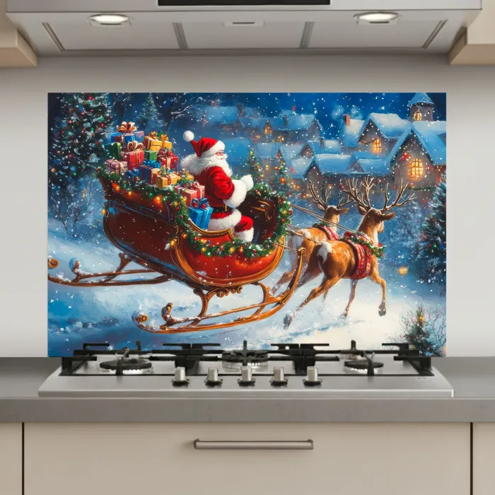 Kerstman - Rendier - Kerst - Sneeuw keuken achterwand spatscherm klein -3d_website