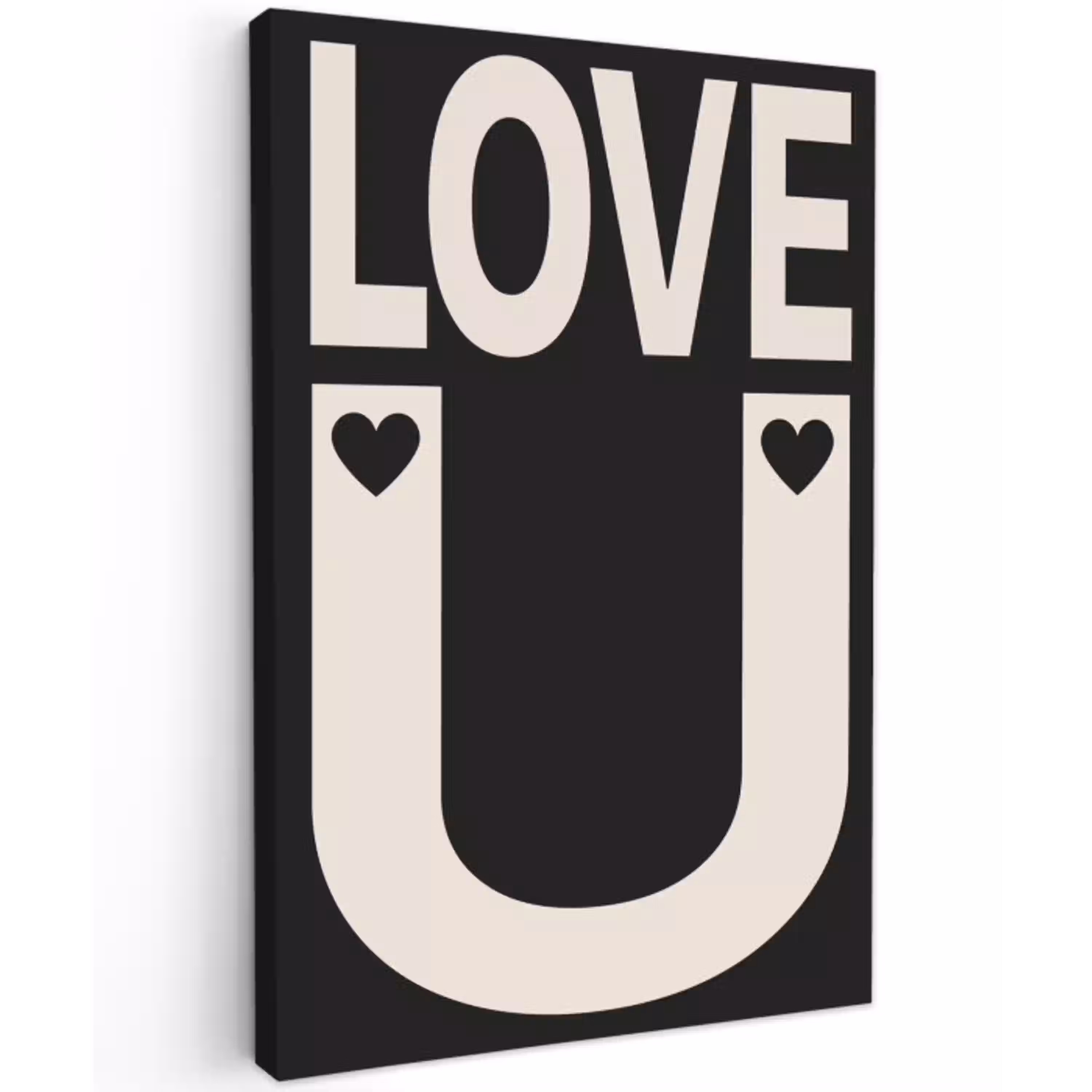 Love - Zwart - Minimalistisch Tuinposter op houten frame 2 cm dik klein -3d