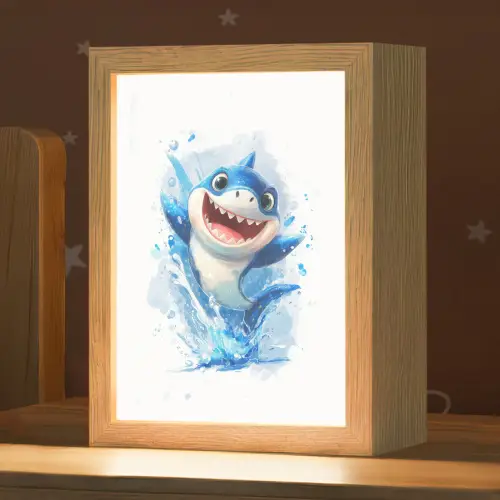Haai - Water - Blauw Light Box met kabel klein -zzz_3d_website