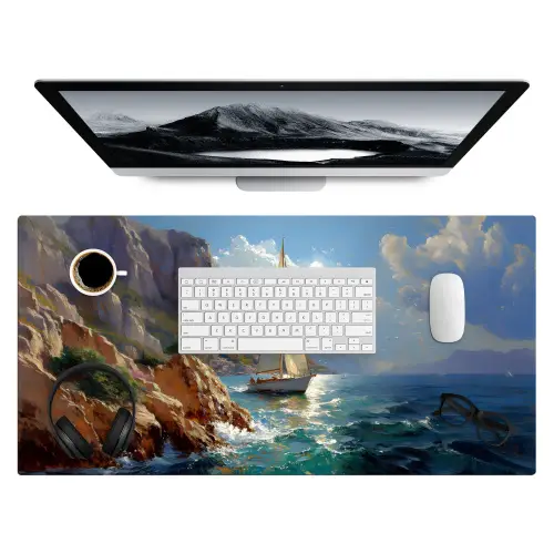 Zeilschip - Zee - Rotsen - Wolken Muismat XXL klein -3d