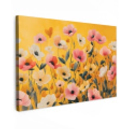 Bloemen - Veld - Geel Tuinposter op houten frame 2 cm dik klein -3d