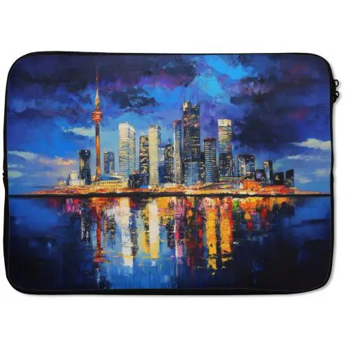 Skyline Toronto - Modern - Stadslicht - Blauw laptophoes neopreen klein -zkaufland3dotto