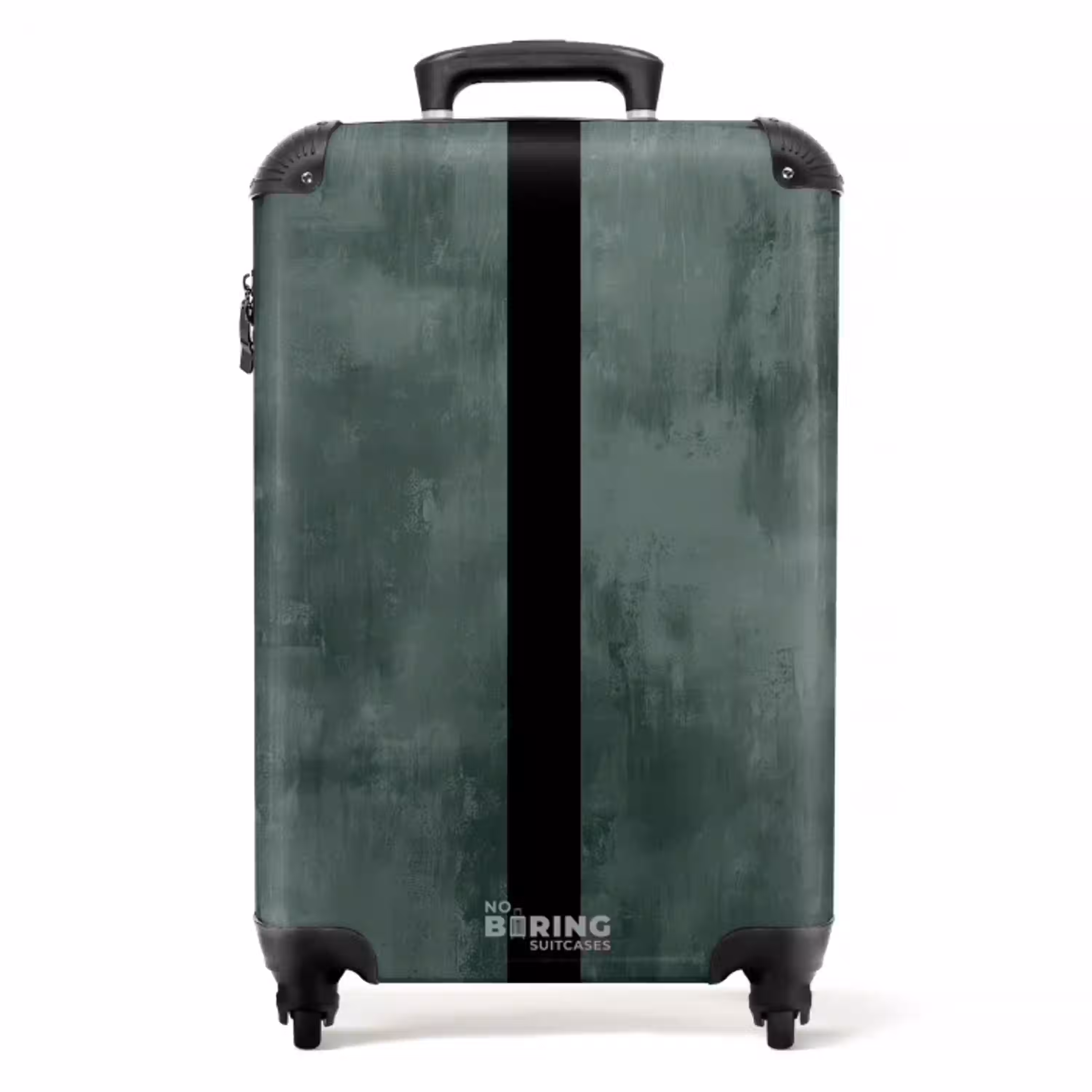 Groene betonlook met zwarte streep NBS - Handbagage koffer - Volwassenen Unisex middel -productfoto_recht