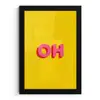 Geel - Roze - Oh - 3D fotolijst zwart zonder passe partout klein -3d