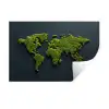 Wereldkaart - Mos -Levendig effect Muursticker klein -3d