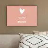 Presentje voor Moederdag super mama lichtroze/wit canvas 2cm klein -sfeer3