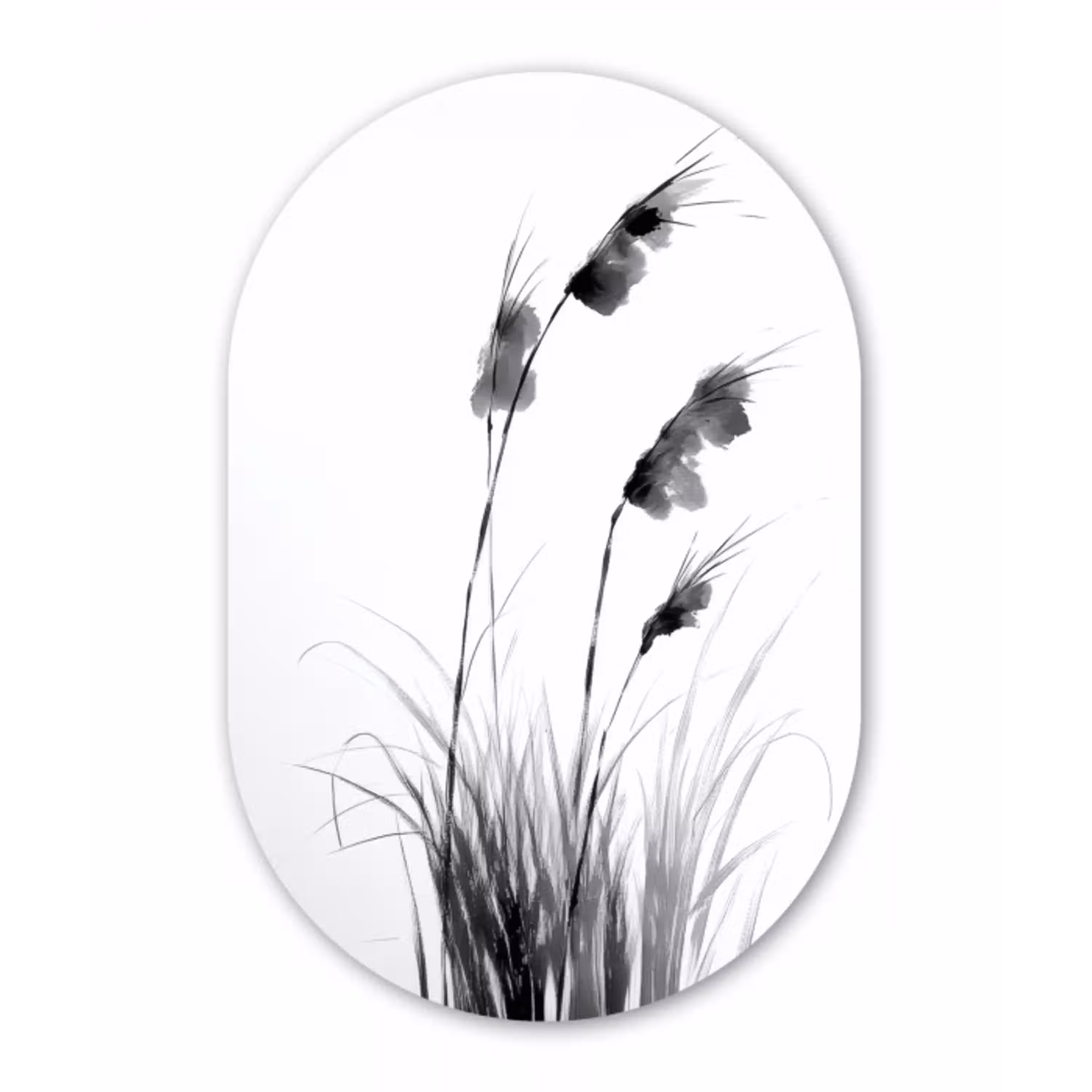 Minimalistisch - Stelen - Wit Wandcirkel Ovaal Glas middel -3d