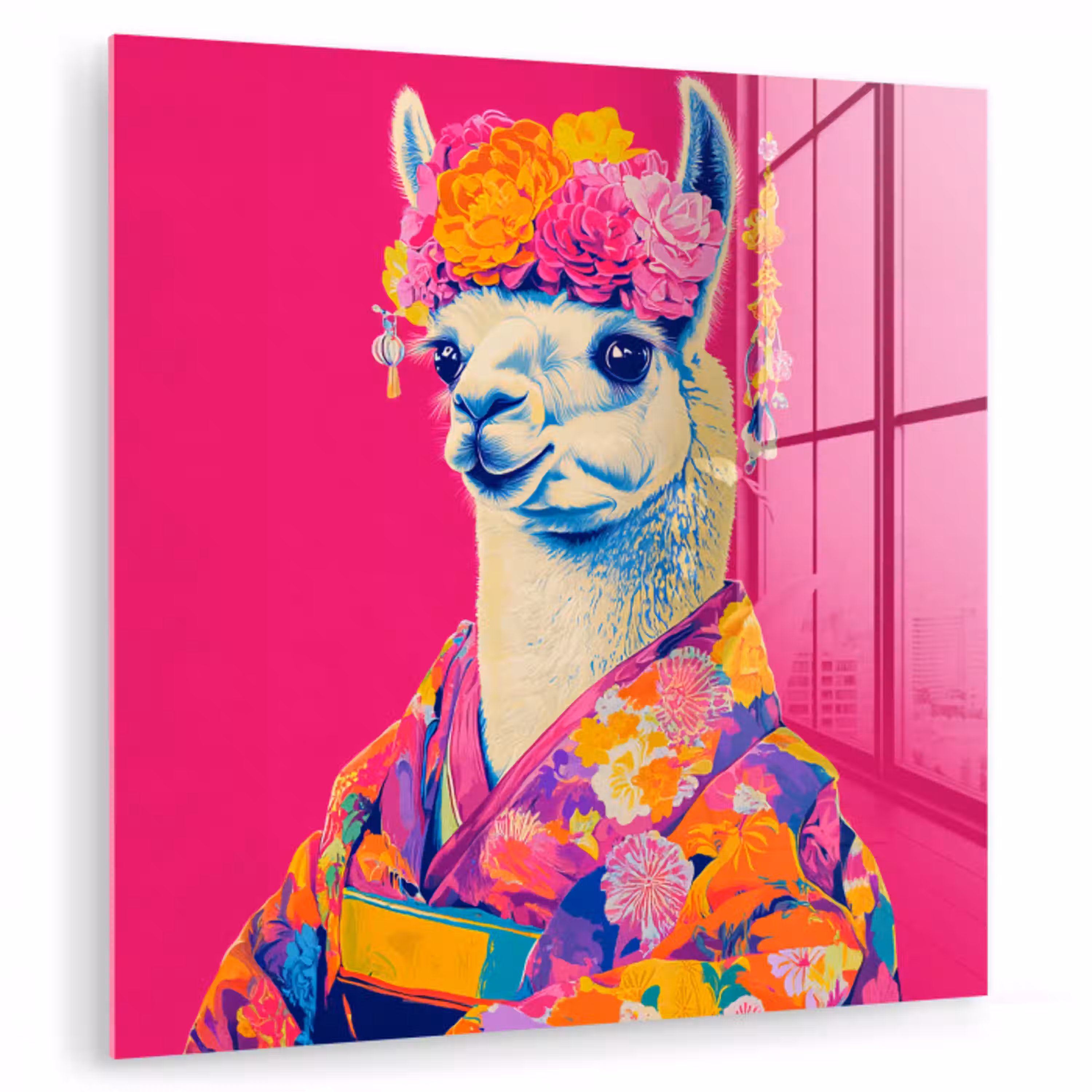 Lama - Kimono - Bloemenkrans - Felroze plexiglas 5mm klein -zzzproduct_nieuw