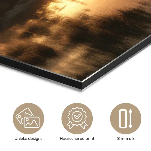 Beer - water - Bos - Ochtendlicht aluminium wit klein -closeup_NL