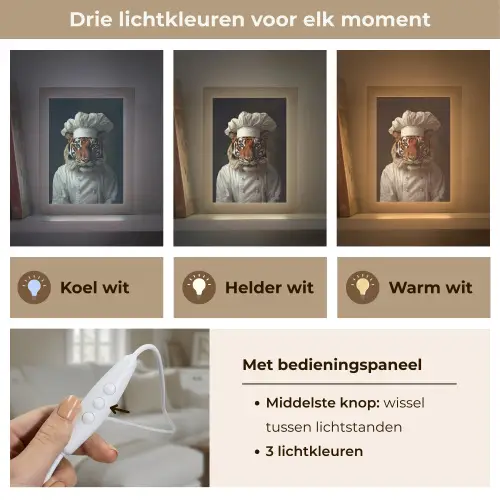 Tijger - Kokskleding - Bruin Light Box met kabel (Tafellamp) klein -USP_lichtkleurNL