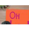 Oh la la - Oranje - Roze - Scheeflettertype muismat rubber klein -closeup