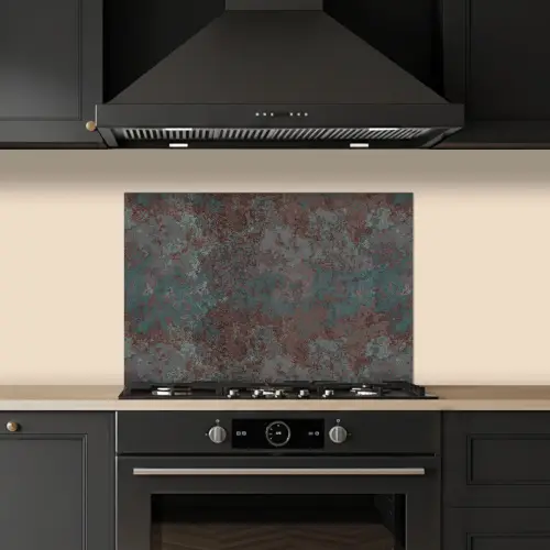 Blauw - Grijs - Roest - Patroon keuken achterwand spatscherm klein 900 -sfeer1