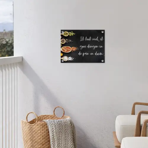 Ik gooi dingen in de pan en duim - Keuken - Quotes - Spreuken - Humor tuinposter los doek klein -sfeer8