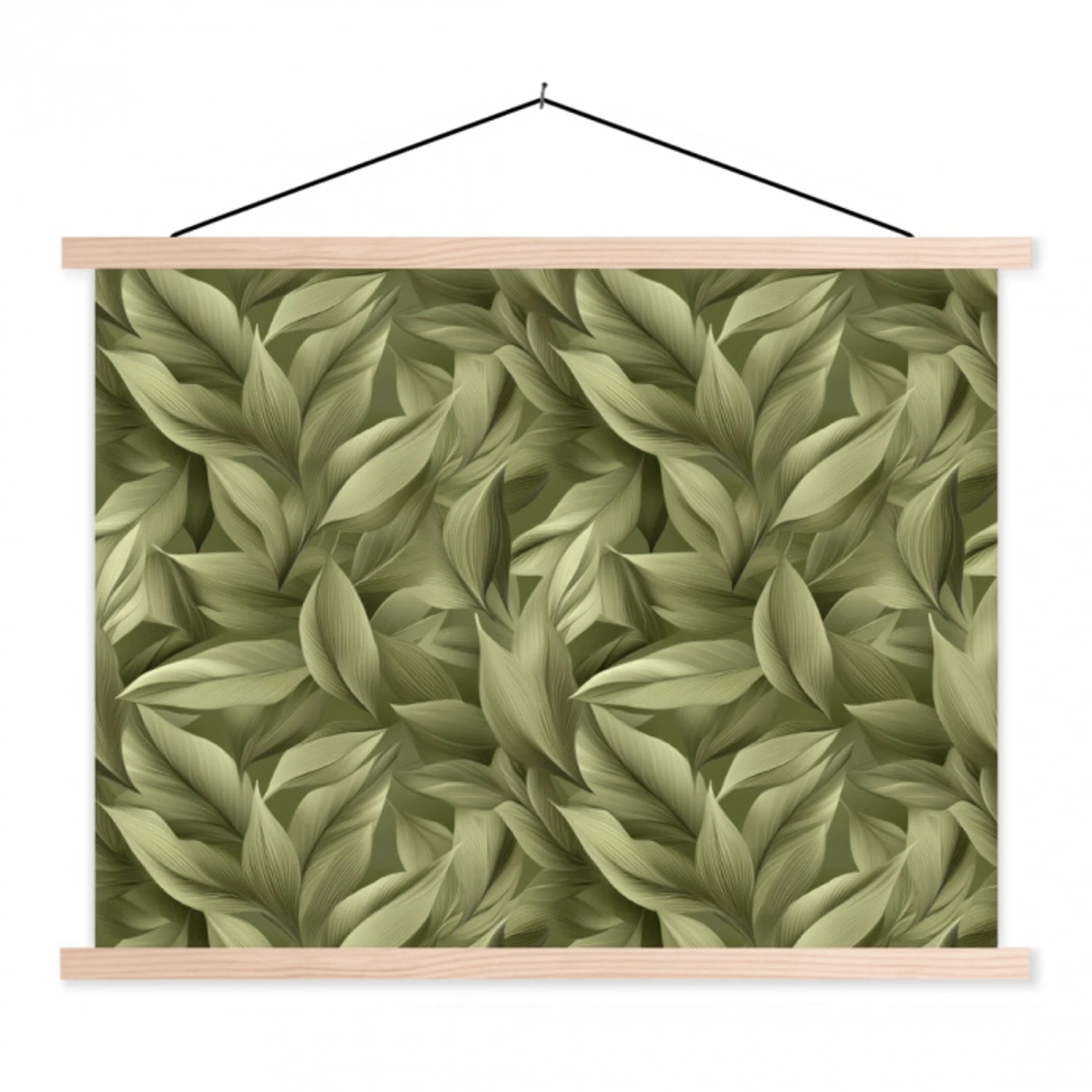 Bladeren - Modern - Groen textielposter latten blank klein 122 -3d
