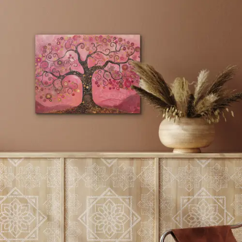 Boom - Levensboom - Roze - Goud PET vilt klein -sfeer4