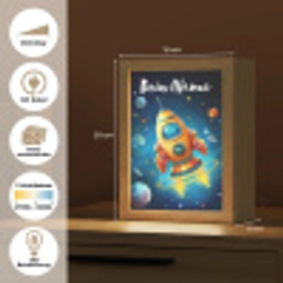 Raket - Ruimte - Planeten - Kinderen - Jongen Light Box met kabel (Kinderlampje) klein -USP_websiteoverzichtDE