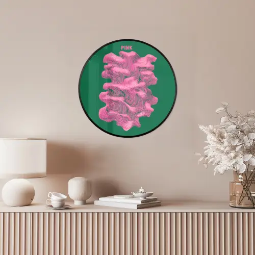 Abstract - Pink - Lijnen - Groen Fotolijst rond zonder passe partout klein -sfeer3