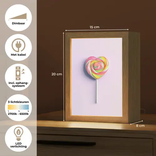 Hart - Lolly - Snoep Light Box met kabel (Tafellamp) klein -USP_NL