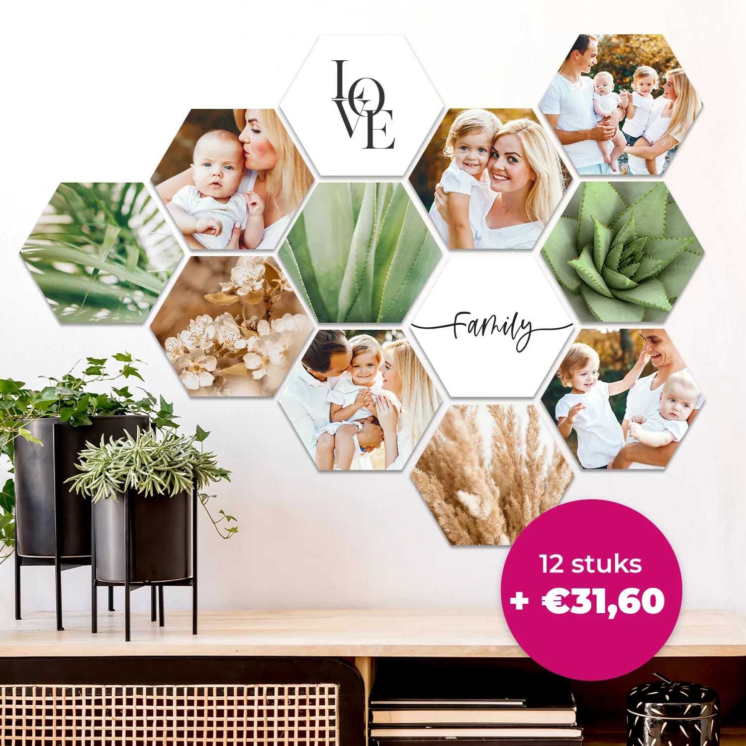 12 stuks hexagons 17x15 cm  + € 31,60
